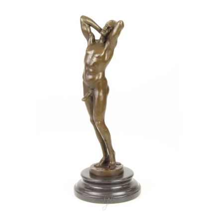 Bronzefigur männlicher Akt, A BRONZE SCULPTURE OF A MALE NUDE