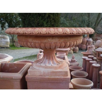 Impruneta Terracotta, Coppa baccellata Pompei, Pokal, Schale, Vogeltränke