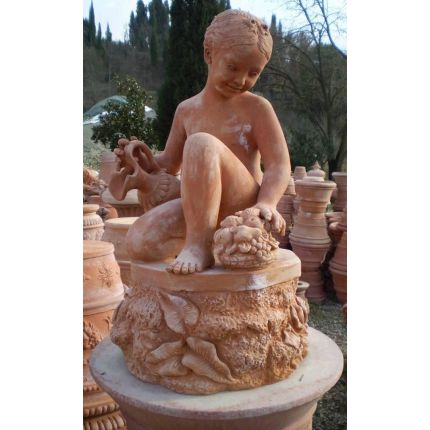 Impruneta Terracotta, Statua bambina con brocca, Gartenfigur Mädchen mit Krug, Terracottafigur