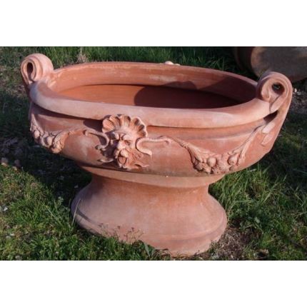 Impruneta Terracotta, Vasca ovale con maschera e manici, Pflanzschale