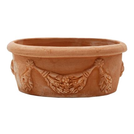 Impruneta Terracotta, Oval Festonato, ovaler Pflanztopf, verziertes Gefäß