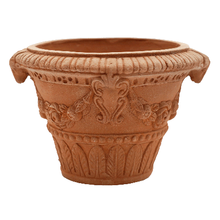 Impruneta Terracotta, Vasetto con teste ariete, Widder, Blumentopf, Pflanzgefäß, Vase, Topf