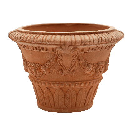 Impruneta Terracotta, Vaso Ornato c. fogolie, Blumentopf, Pflanzgefäß, Vase, Topf