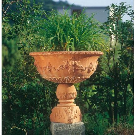 Impruneta Terracotta, Ciotola ornata con colonna, Pokal, Pflanzgefäß