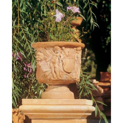  Impruneta Terracotta, Vaso con putti e piede, Pflanztöpfe, Pokal