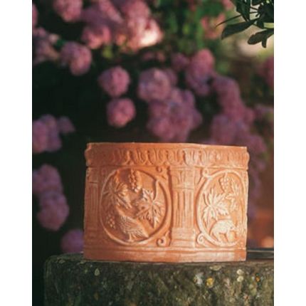 Impruneta Terracotta, Cachepot bizantino, Zylinder, verziertes Gefäß, Blumentopf, Pflanzgefäß