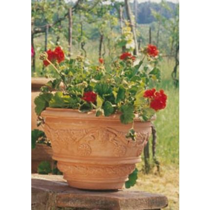 Impruneta Terracotta, Conca ornata, Blumentopf, Pflanzgefäß, verziertes Gefäß, Becken
