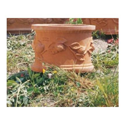 Impruneta Terracotta, Cilindro con limoni, verziertes Gefäß, Pflanztopf, Zylinder
