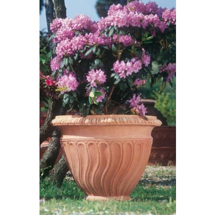  Impruneta Terracotta, Vaso tortiglione con balza liscia, Pflanzgefäß, Blumentopf