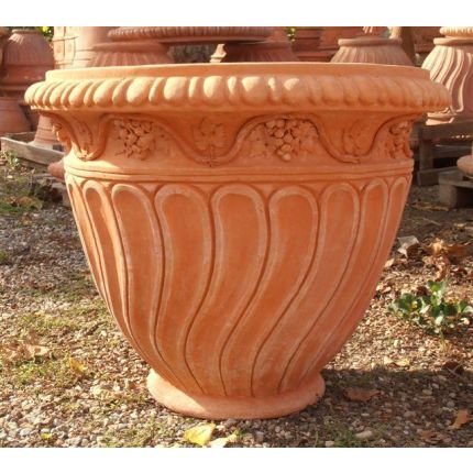 Impruneta Terracotta, Vaso tortiglione uva, Blumentopf, Pflanzgefäß, verziertes Gefäß