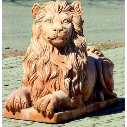 Impruneta Terracotta, Leone sdraiato dx, Statue, Löwe, Löwenfigur