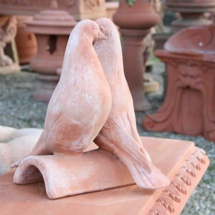 Impruneta Terracotta, Coppia piccioni contrari, Figur, Vogel