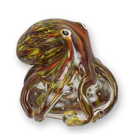 Glasfigur Oktopus - H. 9,4 cm - Murano-Stil - Briefbeschwerer