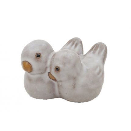 Vogelpärchen - L. 9 cm - cappuccino - Terracotta