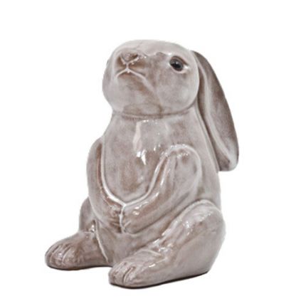 Hase, sitzend - H. 20 cm - azurblau - glasierte Terracotta - Heritage Garden