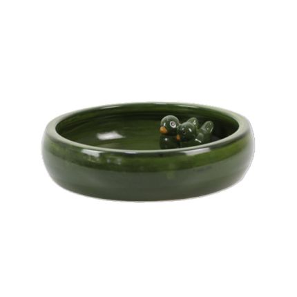 Vogelbad - glasierte Terracotta - Ø 35 cm - dunkelgrün - Royal Garden