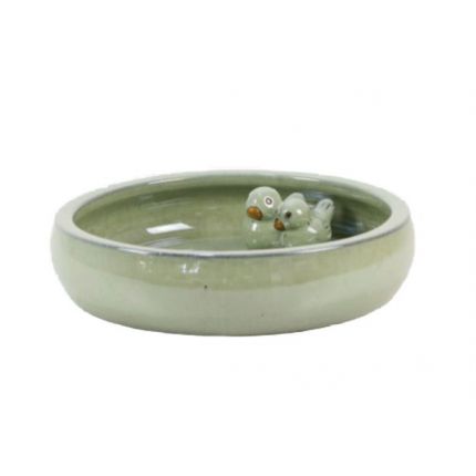 Vogelbad - glasierte Terracotta - Ø 35 cm - lindgrün - Heritage Garden