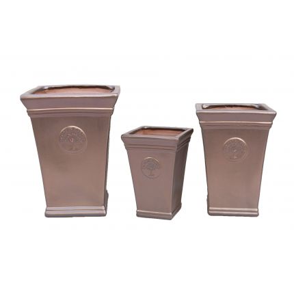 Blumenkübel Home & Garden, glasiert, viereckig, kupferfarben