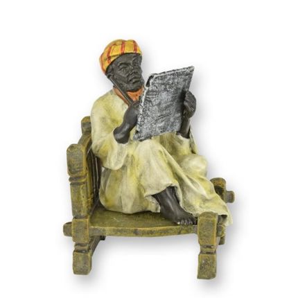 Bronzfigur orientalischer Poet - H. 9,3 cm - mehrfarbig