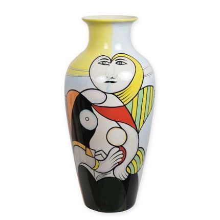 Porzellanvase - Bodenvase - Höhe 63 cm - Abstraktdekor - rund