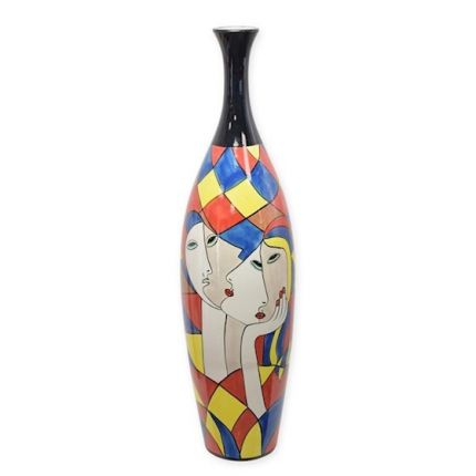 Porzellan-Flaschenvase - Abstraktdekor - Höhe 87,5 cm
