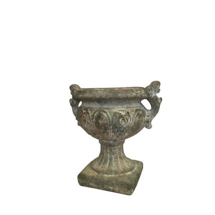 Kunststein, Vase mit Engeln, Höhe 43 cm, Pokal, Gartendekoration