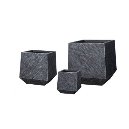Blumenkasten Diago - Fiberzement - Betonoptik - schwarz - viereckig - 3 Größen
