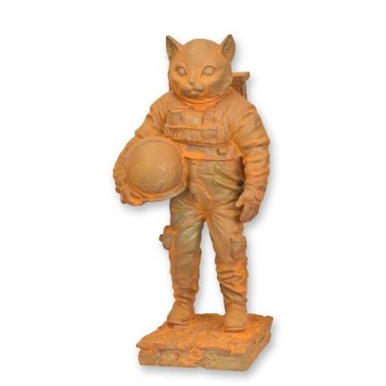 Astronauten-Katze - H. 36,7 cm - Gusseisen - rostige Oberfläche