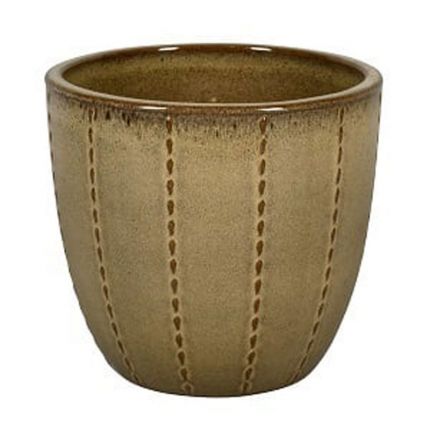 Keramiktopf Seoul 10-01MD, mokka, rund, verziert, Pflanztopf, Blumentopf