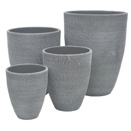 Pflanzvase Painted Dusty Grey - rund - grau - 4 Größen