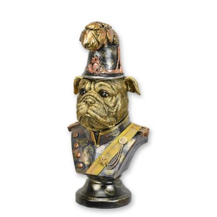 Kunststeinfigur Bulldogge als Schutzmann - Höhe 33,6 cm - Polyresin