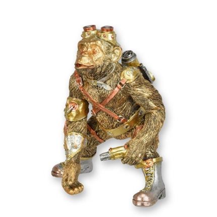 Steampunkfigur Schimpanse - H. 20,3 cm - Polyresin