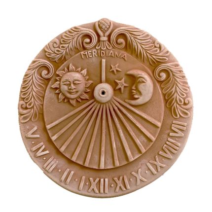 Galestro Terracotta, Meridiana Astri, Wandbild Astrologie, Sonne, Mond, Sonnenuhr, Dekoration, Relief