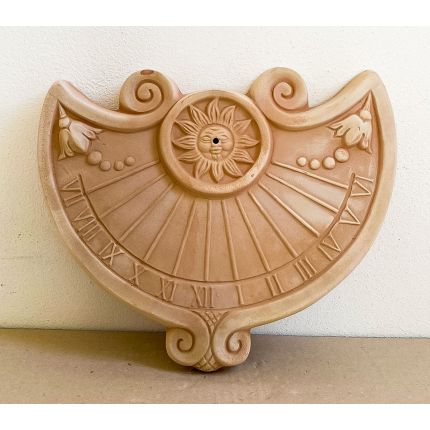 Galestro Terracotta, Meridiana Luna, Sonnenuhr in Halbmondform, Dekoration, Relief
