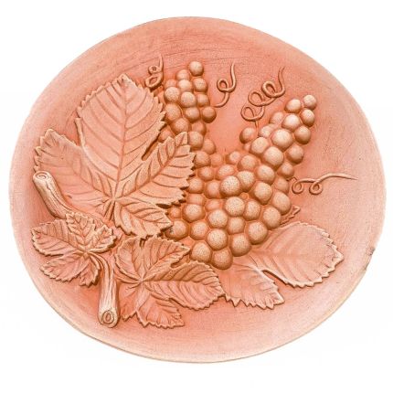 Galestro Terracotta, Piatto Stagioni Uva, Wandbild Trauben, rund, Dekoration, Relief