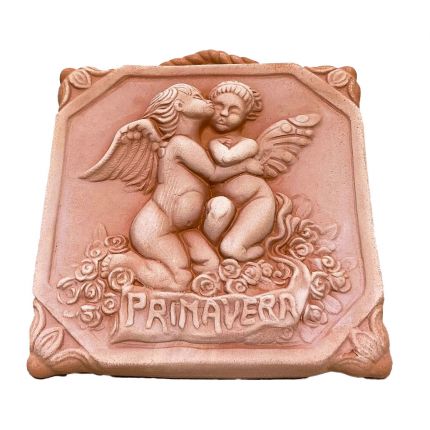 Galestro Terracotta, Mattonella 4 Stagioni Primavera, Wandfliese Frühling, Jahreszeit, quadratisch, Wandbild, Dekoration, Relief