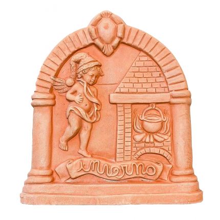 Galestro Terracotta, Pannello 4 Stagioni Inverno, Wandbild Winter, Jahreszeit, Putte, Dekoration, Relief