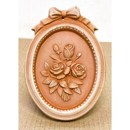 Galestro Terracotta, Ovalini Rosa, Wandbild Rosen, oval, Dekoration, Relief