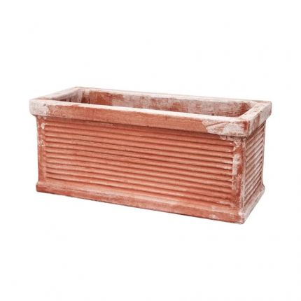 Galestro Terracotta, Cassetta Roma, rechteckiger Pflanztopf mit Streifen, Kassette, Blumengefäß