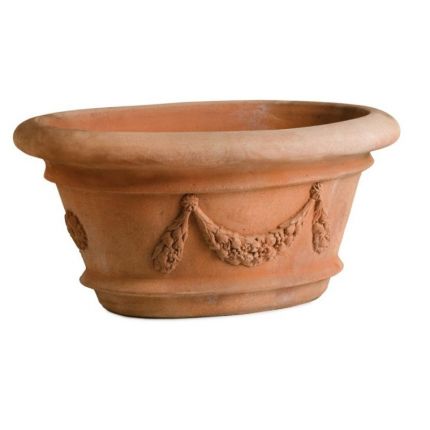 Impruneta Terracotta, Tinozza Ovale Festonata, ovale Wanne, Pflanztopf