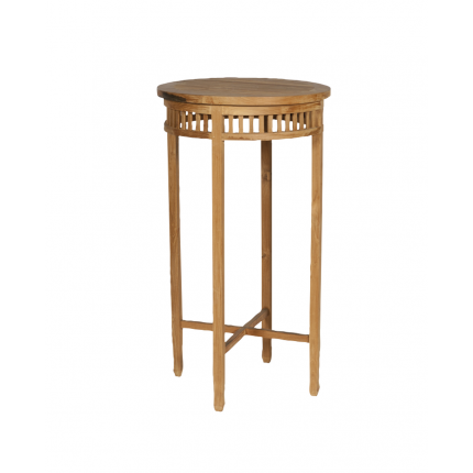 Teak, Betawi, hoher runder Teaktisch, Bartisch, Stehtisch, Gartentisch, Holztisch, Tisch