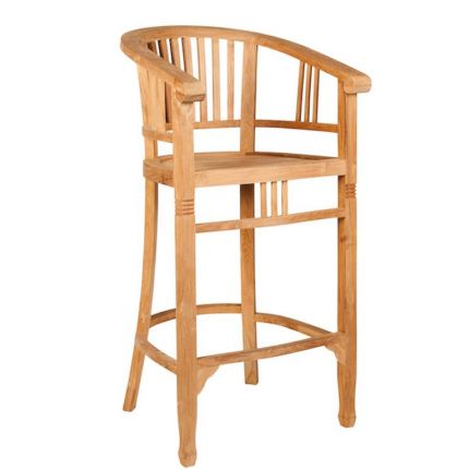 Teak, Betawi, Holzstuhl, Barstuhl mit runder Rückenlehne, Gartenstuhl, Stuhl
