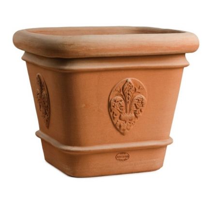 Impruneta Terracotta, Vaso Conico Quadrato Giglio, Pflanzgefäß, Rosentopf