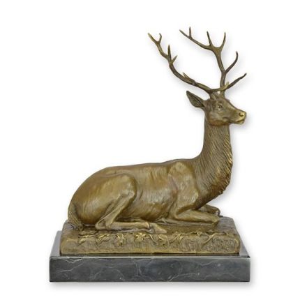 Bronzefigur liegendes Reh - H. 28,9 cm - Sammelfigur