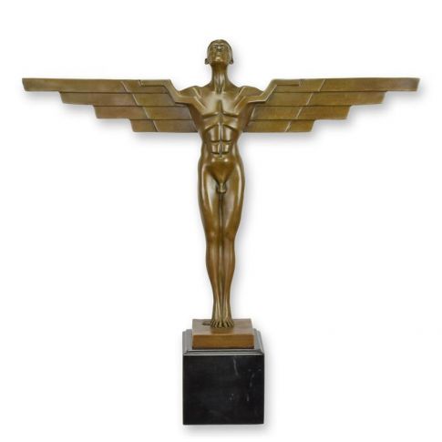 Bronzefigur Ikarus - gefl&uuml;gelter Mann - H&ouml;he 43,7 cm