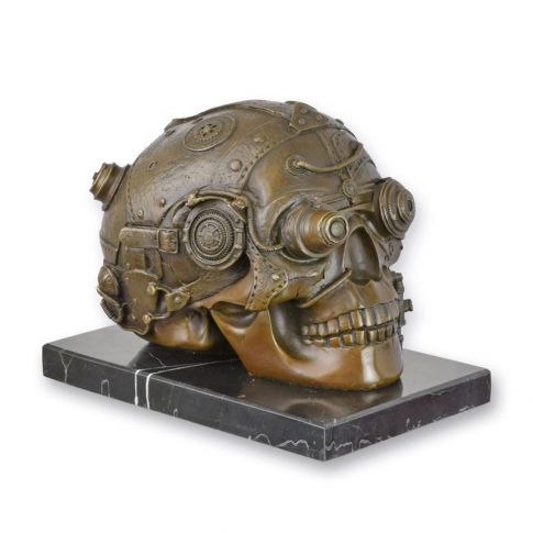 Bronzefigur Steampunk-Sch&auml;del, A BRONZE STEAMPUNK SCULPTURE OF A SKULL