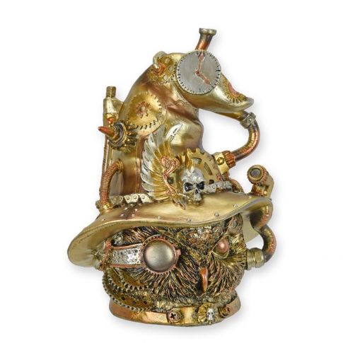 Steampunk-Sch&auml;del mit Eule, Polyresin, A RESIN STEAMPUNK FIGURINE OF AN OWL HEAD