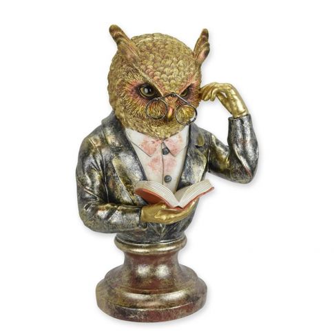Polyresin-B&uuml;ste Eule, Eulenfigur, A RESIN BUST OF THE WISE OWL