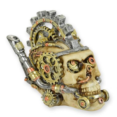 Steampunk Sch&auml;del mit Auspuffrohren, Polyresin, A RESIN STEAMPUNK EXHAUST SKULL