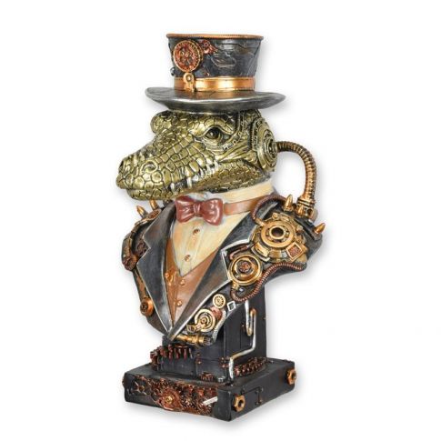 Steampunkfigur Krokodil - H&ouml;he 32,3 cm - Polyresin